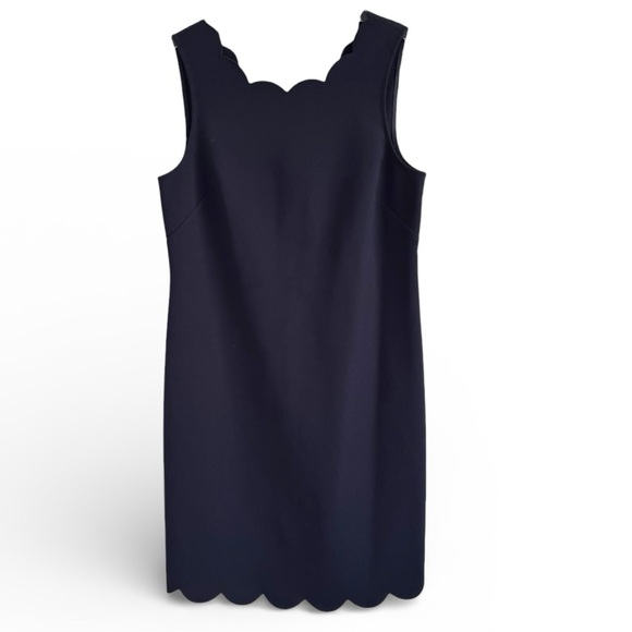 J.CREW SCALLOPED BLUE BUSINESS CASUAL EASTER CHURCH DATE NIGHT DRESS SZ 10 - Picture 3 of 6